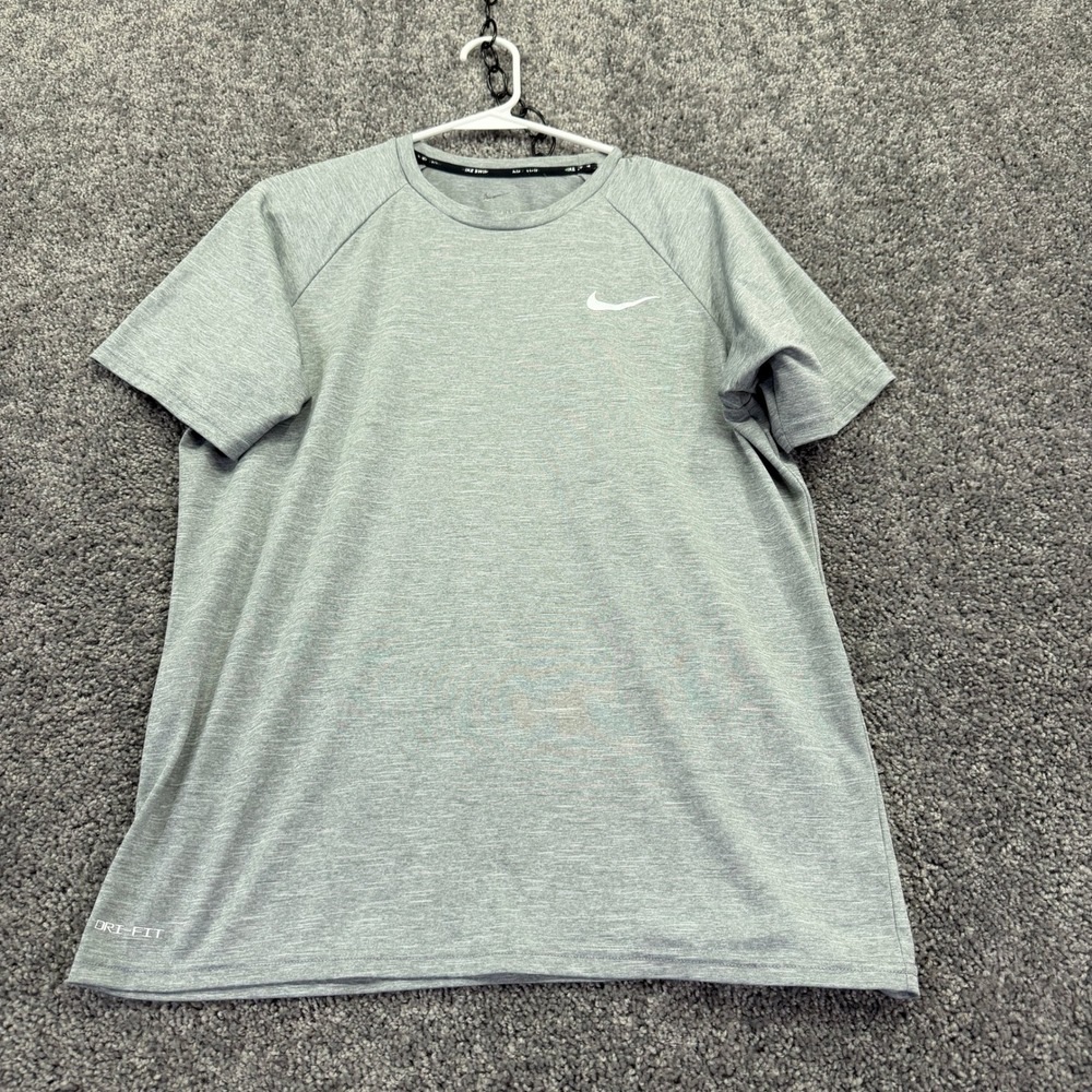Nike Swim Shirt Mens M Gray Heathered Dri-Fit Rash Guard